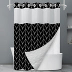 No Hook Grey White Striped Shower Curtain with Snap in Fabric Liner Set - Hotel Liner Set with See Through Mesh Top Window,Machine Washable, 71x74 INCH